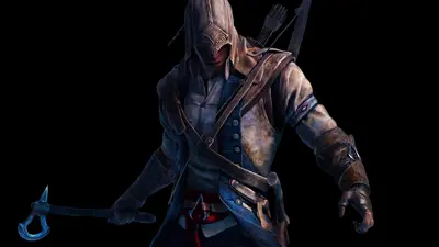 A shadowy figure in a hooded cloak, holding a curved weapon, exudes a mysterious, stealthy vibe.