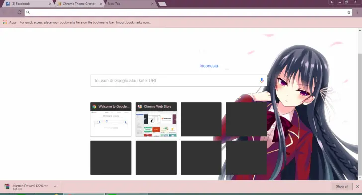 A soft, pastel-themed browser window features a character with long black hair and a red outfit.