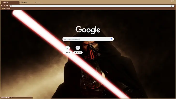 A dark figure in a hooded cape wields a glowing red lightsaber against a smoky backdrop.